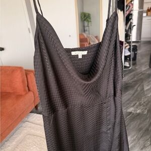 Black Textured Satin Maxi Dress